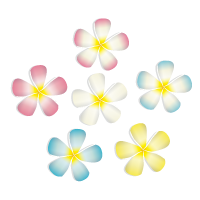 ピンクや青 黄色のプルメリアの花のイラスト素材 無料配布 南国イラスト Ai Epsイラレ素材 ダウンロードページ